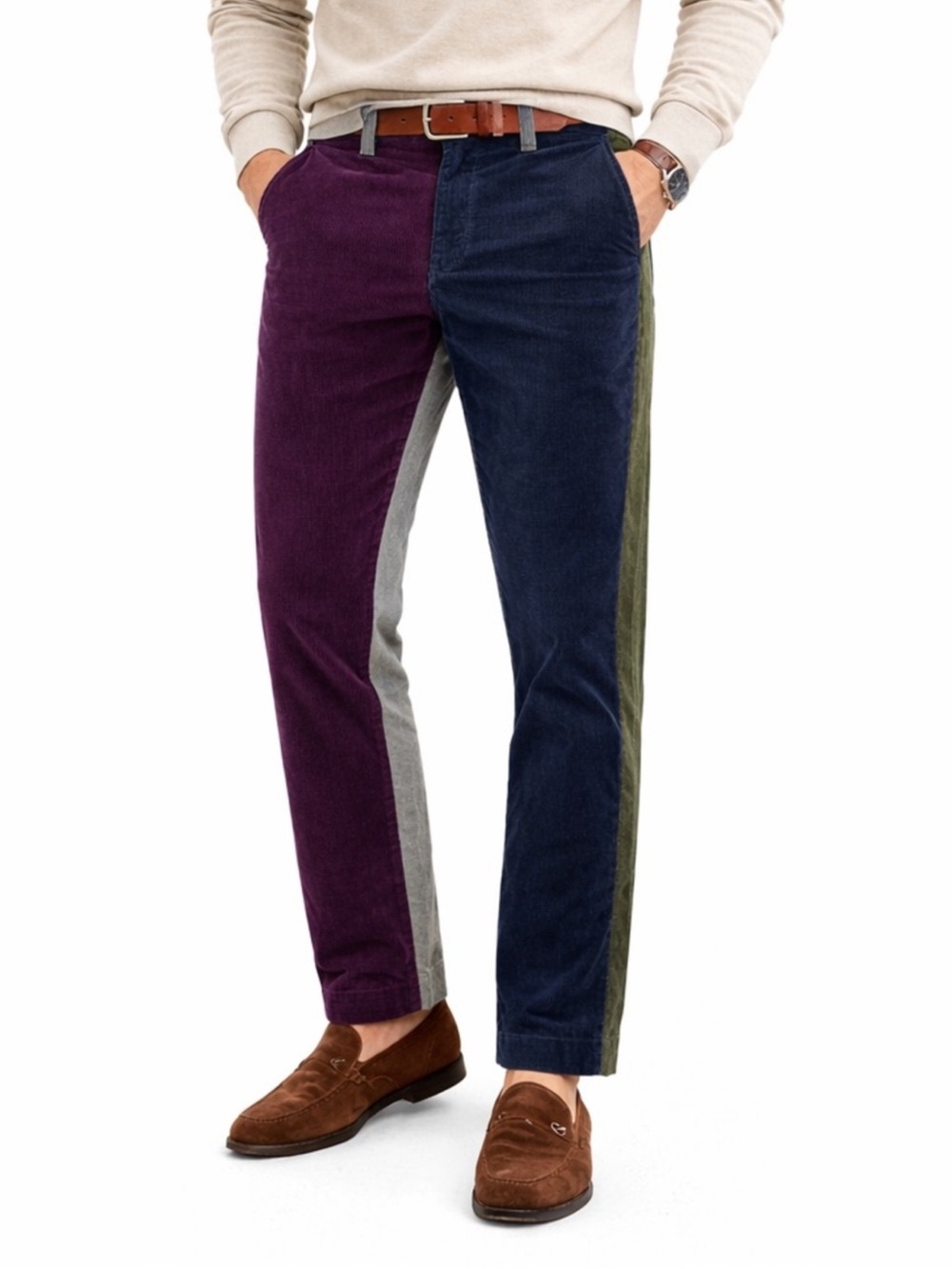 BROOKS BROTHERS Colorblock Patchwork Corduroy Straight-Leg Pants Fall 36x30”
